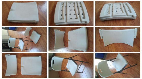 เครื่องทำเก้าอี้พลาสติกอัตโนมัติเต็มรูปแบบอายุการใช้งานยาวนาน เครื่องเป่าขึ้นรูปเก้าอี้รถโดยสารพลาสติก เครื่องอัดรีดเป่าขึ้นรูป กำลังผลิต 350 กก./ชม.