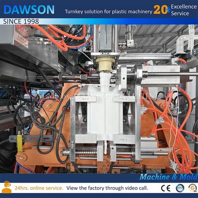 เครื่องทำกระป๋องแบบสกรูให้ความร้อน 13.8kw สองสถานี สำหรับการผลิตขวดพลาสติก PE ยาฆ่าแมลงด้วยการเป่าขึ้นรูป