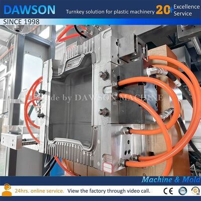 เครื่องทำกระป๋องแบบสกรูให้ความร้อน 13.8kw สองสถานี สำหรับการผลิตขวดพลาสติก PE ยาฆ่าแมลงด้วยการเป่าขึ้นรูป