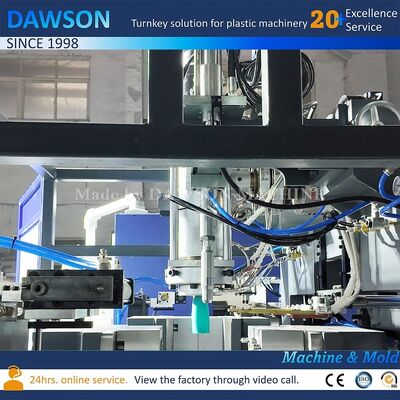 เครื่องพัดลมแบบอัตโนมัติที่มีพลังงานในการทําความร้อนหัวพัดลม 8kw สําหรับ 1L-5L กระปุก HDPE ที่ทนต่อสารเคมี